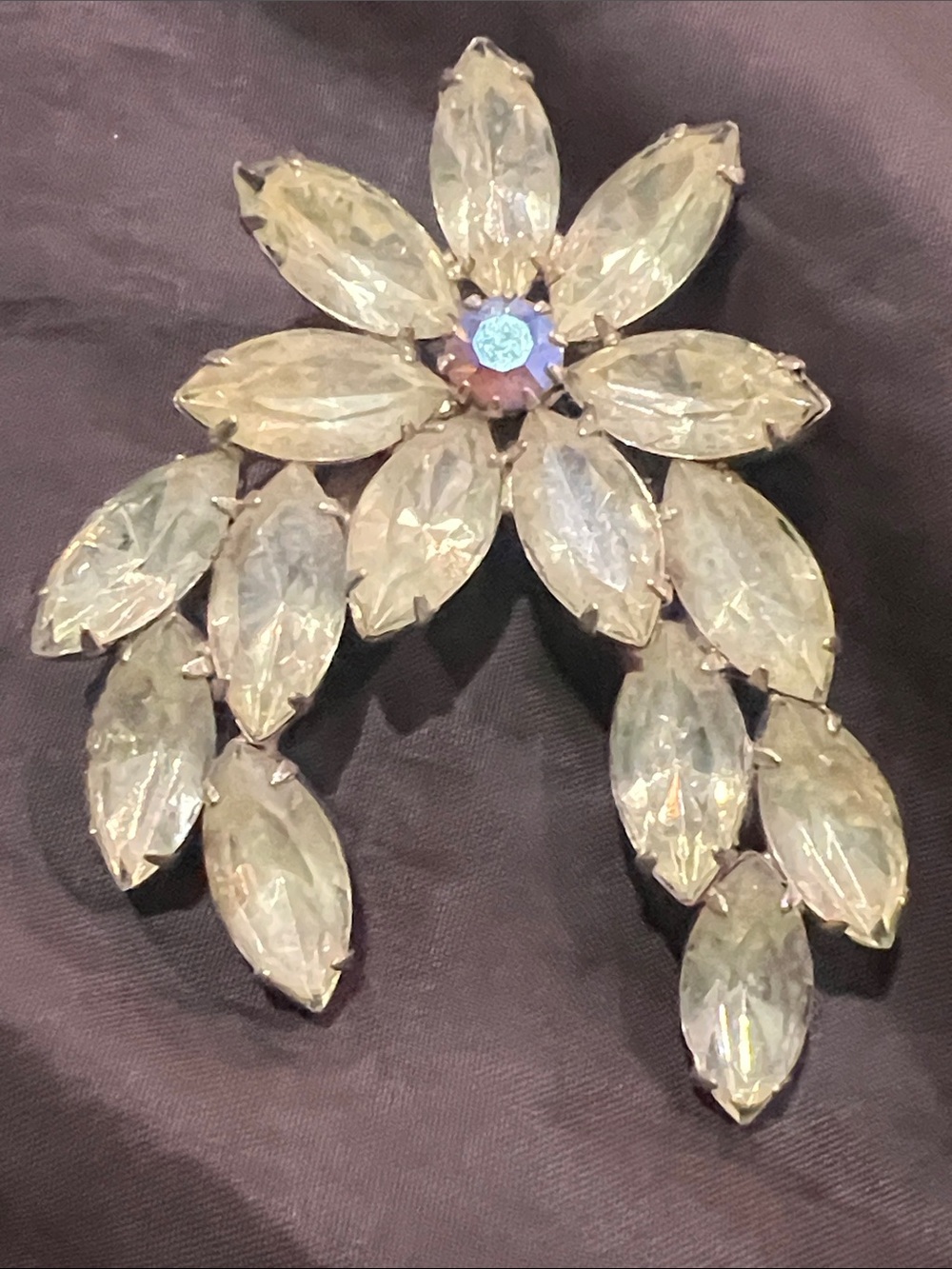 DeLizza & Elster , Aurora Marquise Crystal Floral Brooch
